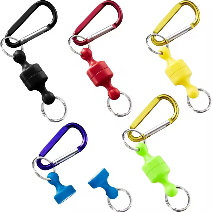 5 piezas de soporte de liberación de red magnético, clip de liberación de red, llavero, gancho de pesca con mosca, imán, gancho de metal - 1