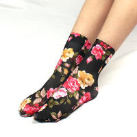Pareja De Calcetines Cortos De Verano Para Mujer Con Estampado De Leopardo Y Gran Flor Ultrafinos Elásticos Y Transpirables - details 1