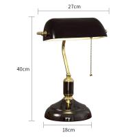 Lámpara de mesa retro, lámpara tradicional del banquero con el interruptor del neumático, lámpara de escritorio antigua de la biblioteca, pantalla de cristal negra, lámpara de la cabecera para Bedroomlig - details 0