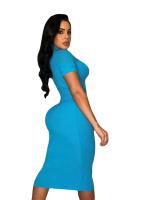 Vestido Midi Bodycon De Mujer Con Cuello En V Y Manga Corta Tejido En Knit Para Fiesta Y Calle Moda 2024 Vestido De Noche - details 10