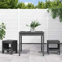 vidaXL Mesa y sillas de jardín 3 piezas madera maciza de en color Pino gris/Pino negro/Pino blanco y más | cómodas modernas ergonómicas para comedor cocina salón hogar - details 0