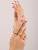 Anillo chapado en oro de 18k con circonita geométrica clásica para mujer, accesorios de joyería impermeables fino de circón colorido de lujo para mujer, anillo de dedo de compromiso Simple chapado en oro de acero inoxidable, regalo de joyería estética - details 3