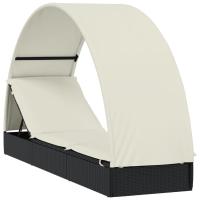 vidaXL Tumbona con toldo redondo ratán sintético 211x57x140 cm Marrón, Negro y blanco, Gris Sillas de Exterior Ideal para jardín, playa, piscina, terraza Tumbona Piscina Tumbonas Playa Tumbonas Jardín Exterior - details 3