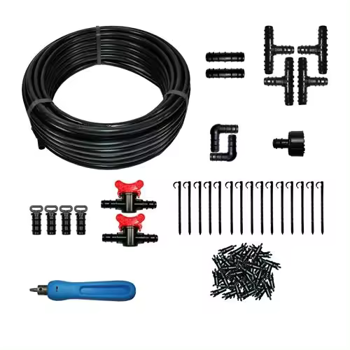 DRIPALIA - Kit completo de riego por goteo con 25 metros de tubería de 16, 50 goteros, 30 accesorios y 1 sacabocados de montaje - 1