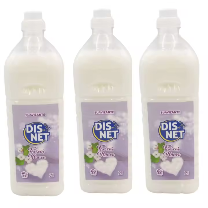 PACK AHORRO 3 UNIDADES Suavizante DISNET Frescor Blanco 2L - Aroma fresco y duradero, Suavidad excepcional y protección contra malos olores - 1