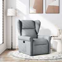 vidaXL Sillón reclinable de tela en color Negro/Gris claro/Gris nube - details 1