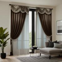 2-Piezas Cortinas De Café Digital HD Lujo Alto Decoración De Hogar Estilo Para Sala De Estar Y Dormitorio Translúcidas Y Elegantes - details 4