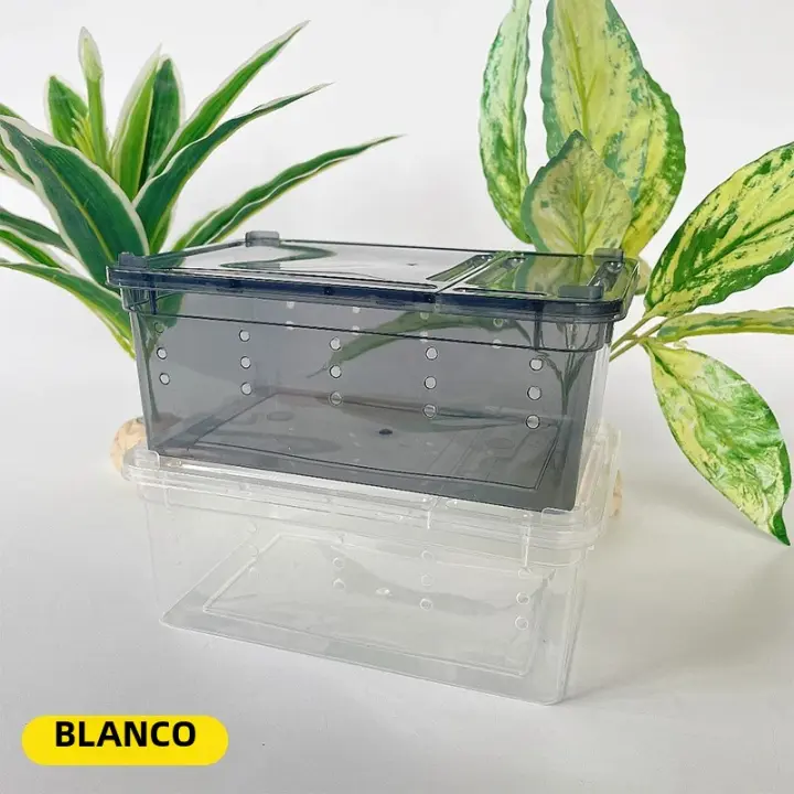 Terrario De Plástico Transparente Para Reptiles Y Araña 19cmx12.5cmx7.5cm Caja De Alimentación Insectos Contenedor De Alimentos - 1