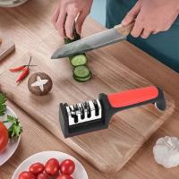 Afilador De Cuchillos Multifuncional De Mano De 4 Segmentos Para Cocina Con Piedra De Afilar Negra Sharpening Stone Afilador Rápido De Acero Inoxidable - details 6