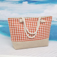 EILV - Bolso de Playa Mujer con Cremallera y Bolsillo Interior | Grande, Ligero, de Tela, Estilo Clásico a Cuadros | Bolsa Verano para Viaje, Piscina, Playa, Picnic - details 4