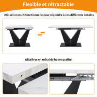 Juego de Mesa de Cocina (5 piezas), juego de Mesa de Coque-with 4 Sillas, juego de Mesa de Cocina Moderna-With Mesa retrácthil, Mesa de Mármol Blanco, coque de terciopelo Gris - details 2