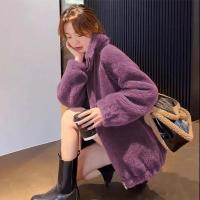 Abrigo De Coral Doble Para Mujer Invierno Cálido Suave De Plush Con Cuello Alto Y Cierre De Cremallera Outerwear Casual - details 11
