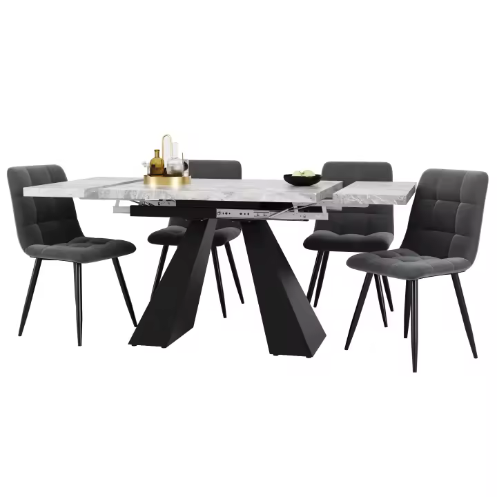 Conjunto de Mesa y Silla en gris: Mesa plegable de 160x80x75 cm, Modern diseño, weatherproof, ideal para Terrazas y Jardines - 1