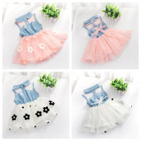 Vestido De Princesa Para Bebé Girl Summer Vestido De Encaje Con Flores Y Denim Sin Mangas Para Cumpleaños Y Fiestas Ropa De Niña De 0 a 1 Año - details 1