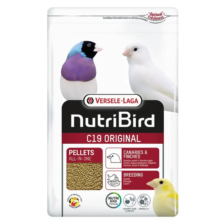 Versele-laga, Nutribird C-19 Original, 3kg, Comida para Canarios, Fringílidos Exóticos y Europeos, Nutrición en pellets de calidad - 1