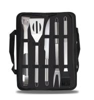Set de cubiertos para barbacoa - fabricados en hierro de alta calidad, fácil limpieza, resistente a la corrosión y durabilidad, incluye espátula, pincel de silicona, pinzas, cuchillo y tenedor - details 0