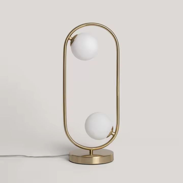 Ledkia Lámpara de Mesa Metal y Cristal Moonlight Brass 2 Focos Dorado - 1