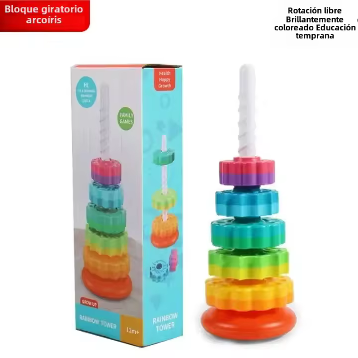 Torre De Arcoíris Giratoria Para Bebés Juguete Educativo Montessori Torre De Pila Giratoria Sensorial Regalo Para Niños Y Niñas Edad 1-6 Años - 1