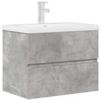 vidaXL Set muebles de baño 2 piezas madera contrachapada gris hormigón - details 1