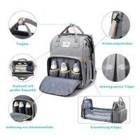 Mochila plegable multifunción para bebés - Convertible en cuna, bolso de biberones, gris elegante, tela Oxford resistente, 0-3 años - details 5