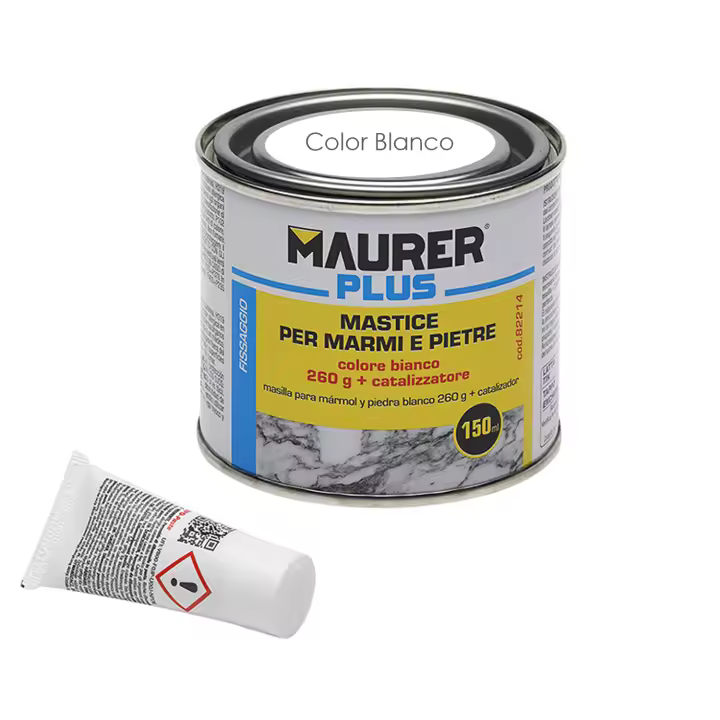 SANCO STORE - MAURER Masilla Para Marmol / Piedra 150 ml. Color Blanca - 1