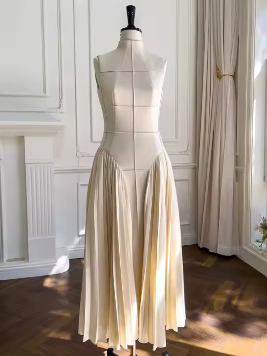 Vestido De Verano Para Mujer TWOTWINSTYLE Con Cuello Cuadrado Sin Mangas Cintura Alta Dobladillos Slim Vestido De Moda Femenino - 1