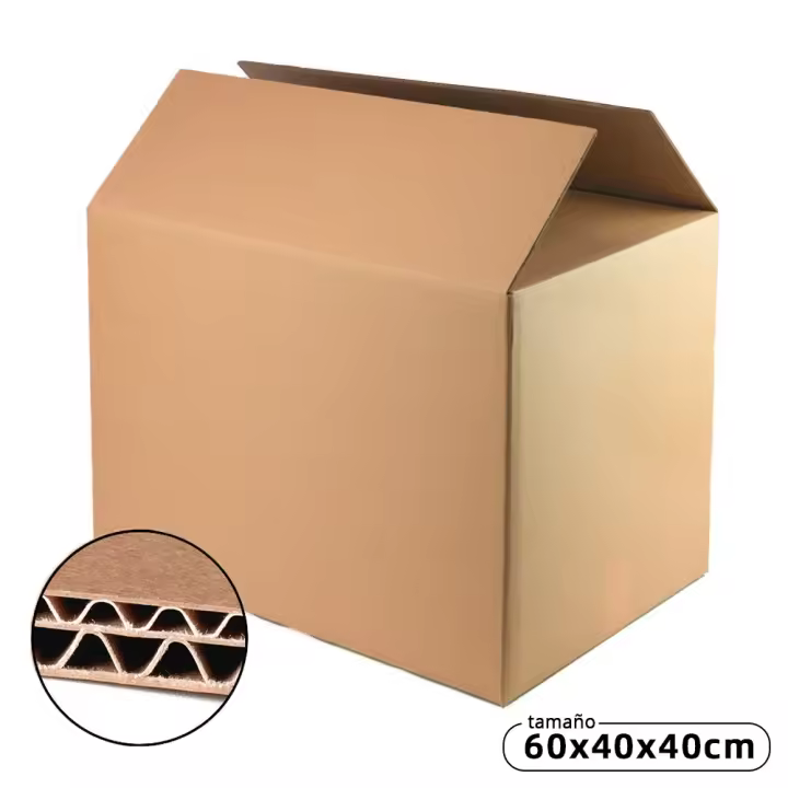 PACKCOBO Cajas de Cartón 60 x 40 x 40 cm para Mudanzas Almacenaje Transporte Reforzado con 2 ondas reforzada (10 Unidades) - 1