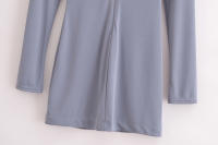 Vestido De Moda Con Cuello En V Profundo Estilo Europeo Y Americano Para Mujer Con Cinturón Y Pliegues Slim De Manga Larga Para Otoño - details 15