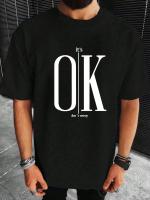 Camiseta Casual Para Hombre Con Estampado Gráfico Ok Conciso Manga Corta Cuello Redondo T-Shirts De Algodón Para Verano - details 10