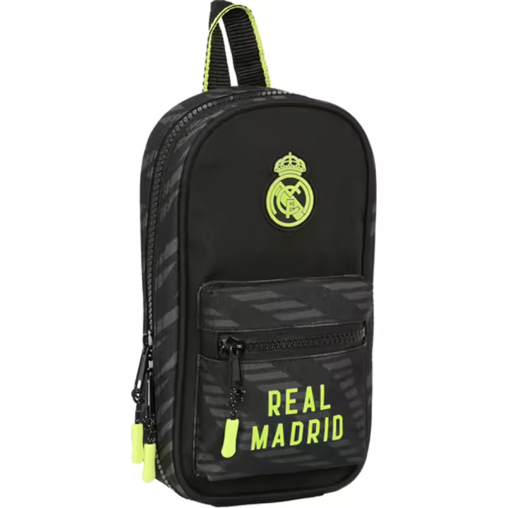 Safta - Real Madrid Plumier Mochila con 4 compartimentos, Estuche Incluido - Doble tirador, bolsillo de red - 1