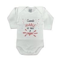 Babero ó Body ó Pack Body+Babero BEBÉ Frase : " Cuando Hable os Vais a Cagar " Regalo Ideal para RECIÉN Nacidos Y PAPÁS. Body para BEBÉ - details 0