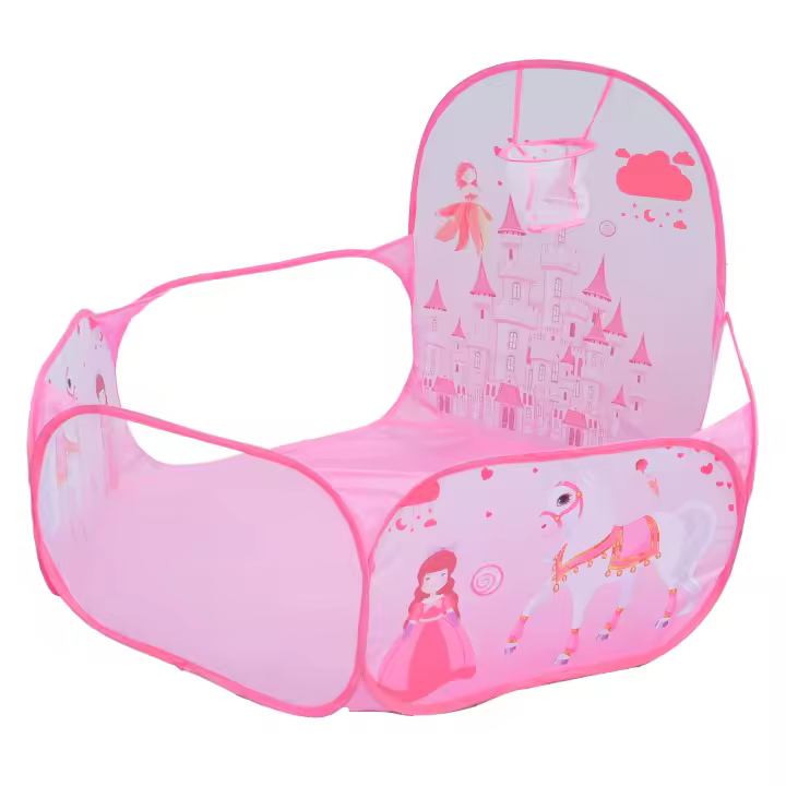 Castillo De Princesa Rosa Para Niñas Casa De Juegos Con Piscina De Bolas Plegable Decoración Para Habitación De Niños Juguete Educativo Para Edades 0-12 Años - 1