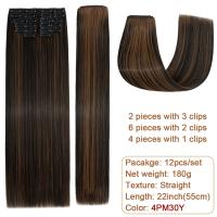 Extensiones De Cabello Sintético Recto BENEHAIR 180g 12PCS 22" Para Mujer Resistente Al Calor Pieza Completa Extensiones De Cabello Con Clip - details 10