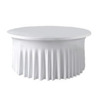 1pc Tablecloth Redondo Elástico De Spandex Para Decoración De Fiestas Cumpleaños Baile De Invierno Boda Tamaño Único Color Sólido - details 3