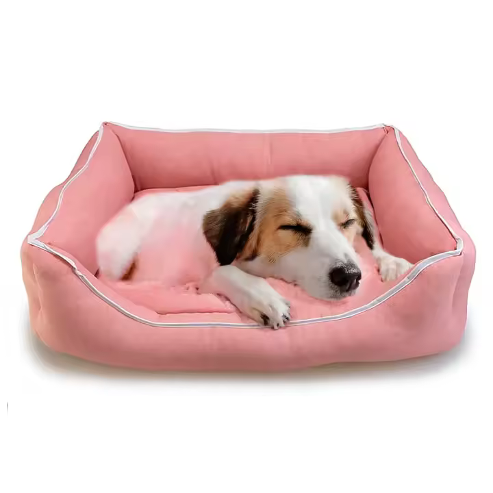 Arquivet, Cama para Perros Cuadrada Rosa con Huella y Ribete, 3 Tallas para Perros Pequeños, Medianos y Grandes - 1