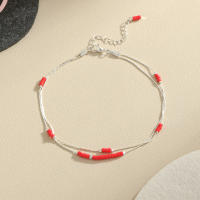 Pulsera De Tobillo Para Mujer Estilo Bohemio Minimalista Con Cristales Naturales Y Cadena Plateada Regalo Para Fiesta En La Playa - details 4
