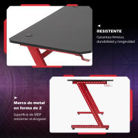 HOMCOM Mesa Gaming 120x65x74,5 cm Escritorio Ergonómico Gaming desk para Computadora PC con Portavasos Gancho para Auriculares y Pies Ajustables Efecto de Fibra de Carbono - details 4
