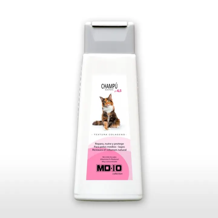 Champú para Gatos con Colágeno Hidrolizado - Champú Hidratante y Dermoprotector con Vitamina D-Pantenol - Repara, Hidrata y Protege - Volumen Moderado - pH Neutro - MD10 COLLECTION - 1