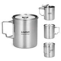 Lixada Taza De Acero Inoxidable De 750ml Con Manijas Plegables Y Tapa Para Camping Senderismo Y Excursiones Al Aire Libre - details 0