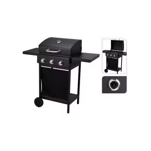 VAGGAN Barbacoa de gas VAGGAN 3 quemadores 139x56,5x106cm - 73824 Negro Jardin / Accesorios / Complementos Barbacoas - 1