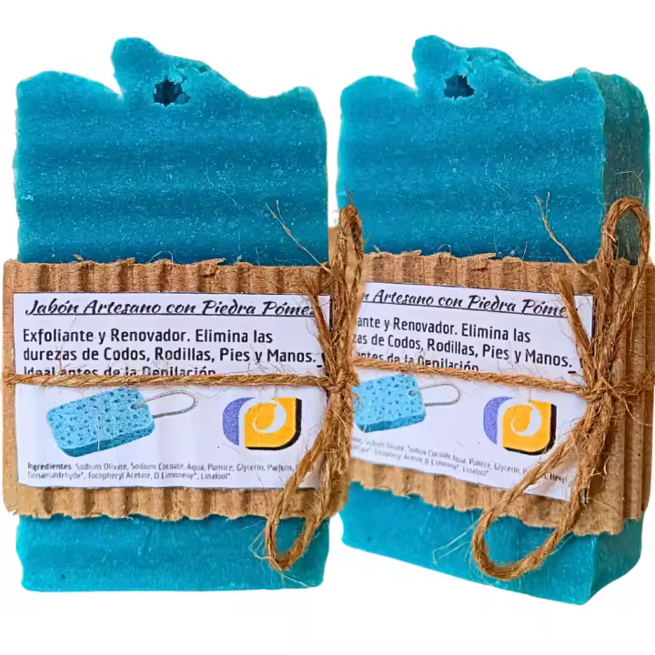 2 Jabones Artesanales Natural con Piedra Pómez. Exfoliante. Elimina las Células Muertas. Regenerador. Limpiador. Jabón Artesano. Apto Veganos. Pumarshop Cinnia Natura - 1