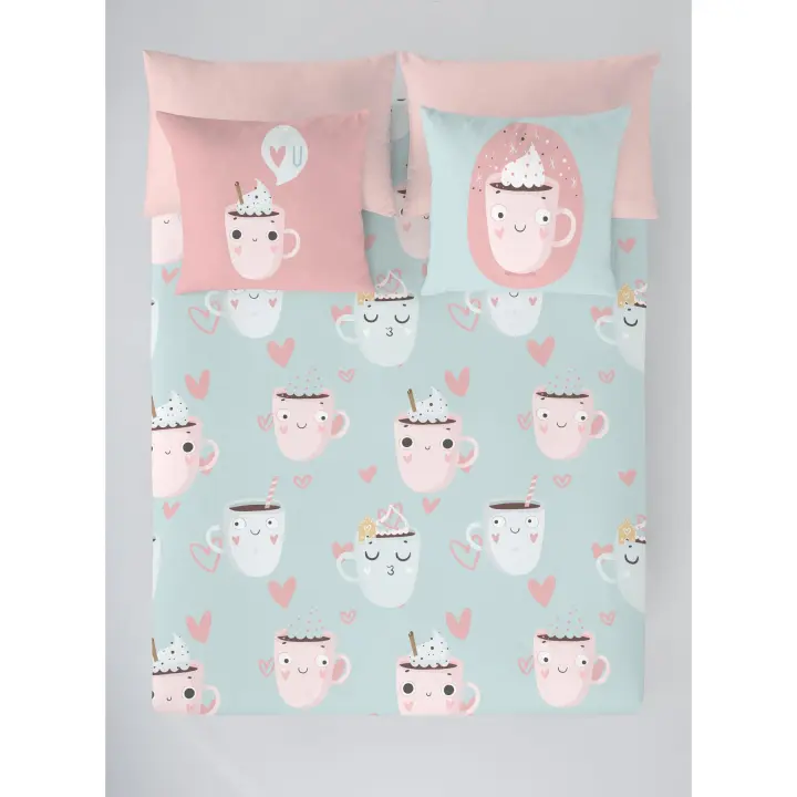 FUNDA NÓRDICA INFANTIL 100% ALGODÓN FUNNY CUPS COSTURA FABRICADO EN ESPAÑA - 1