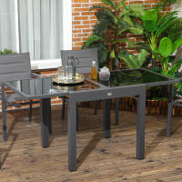 Outsunny Mesa de Jardín Extensible de Aluminio Mesa de Comedor Rectangular con Encimera de Vidrio Templado Carga 50 kg para Terraza 80-160x80x75 cm Negro - details 1