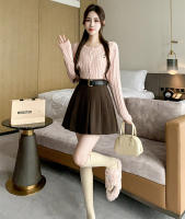 Falda Mini De Lana Invierno Para Mujer Estilo Casual Preppy High Waist A-Line Con Shorts Solido De Cintura Alta Moda Callejera - details 3