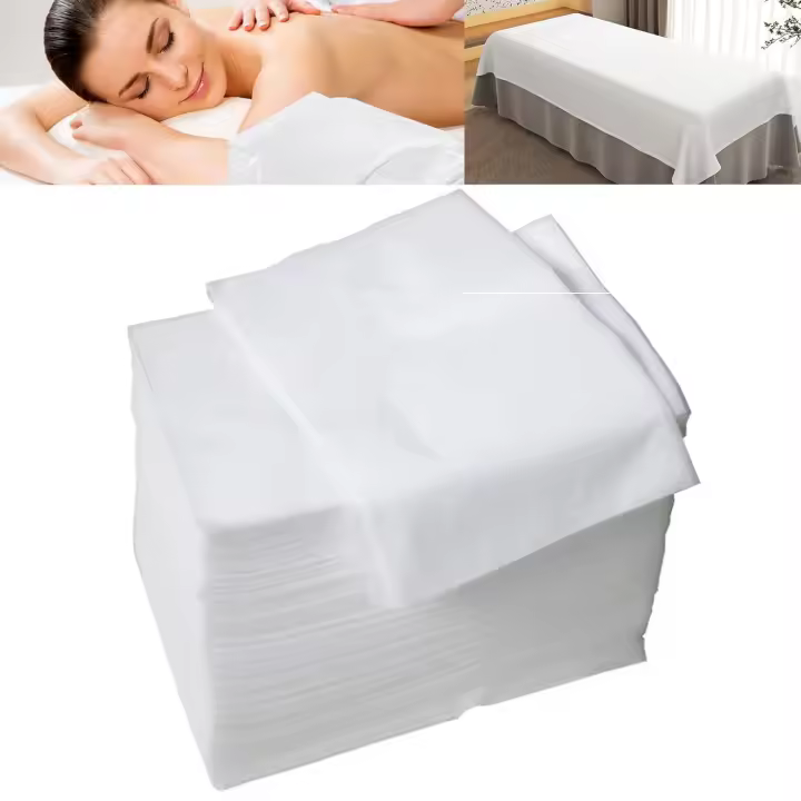 100 piezas de sábanas desechables para mesa de masajes sábanas desechables mechgee Adecuadas para salones de Belleza, 70 pulgadas x 31 pulgadas Blancias - 1