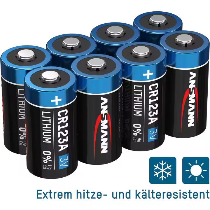 ANSMANN 8x Batería de litio  CR123A 3V - Batería de alto rendimiento (8 unidades) - 1