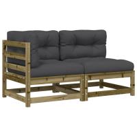 vidaXL Sofá de jardín de 2 plazas con cojines madera maciza de pino Natural y negro, Natural y girs, Pino blanco Conjunto Terraza Muebles Jardín Exterior Juego de Muebles de jardín Mueble Jardín Exterior Muebles de Salon Exterior - details 4