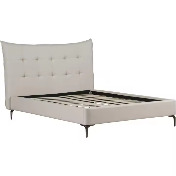 Habitat y Jardin - Cama doble de tejido capitoné <> 160 x 200 cm - Beige - 1