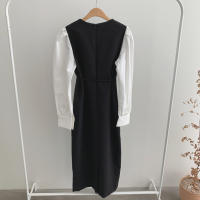 Vestido Wrap Vintage REALEFT Para Mujer Con Cinturón Manga Larga Cuello Redondo Adecuado Para Oficina Estilo Elegante Talla Regular Longitud De Pierna - details 29