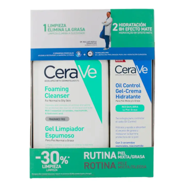 Cerave Gel Crema Hidratante Oíl Control 52 ml + Cerave Gel Limpiador Espumoso 473 ml Pack Precio Especial - 1